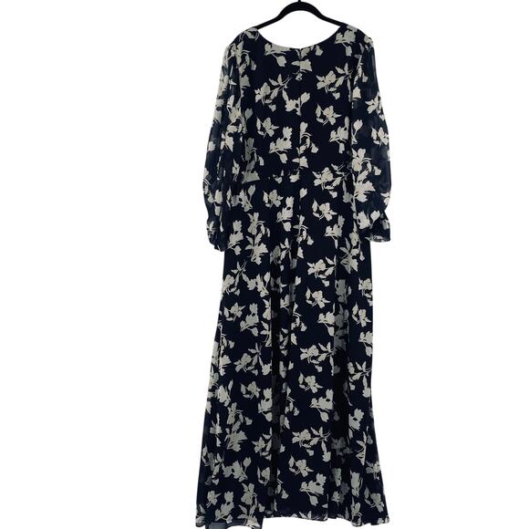 Sachin & Babi Jenny Gown Floral Maxi Dress V Neck Navy Venetia Petal NEW 20W - Picture 5 of 12